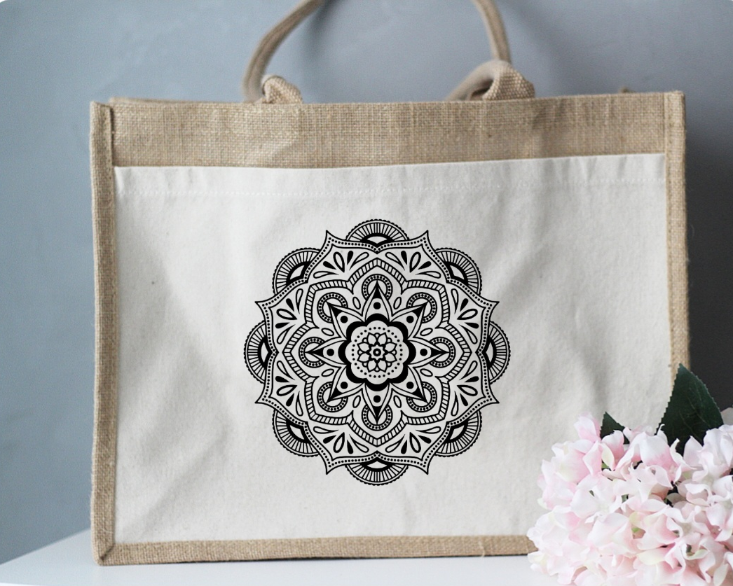 Jute Shopper mit Mandala Motiv