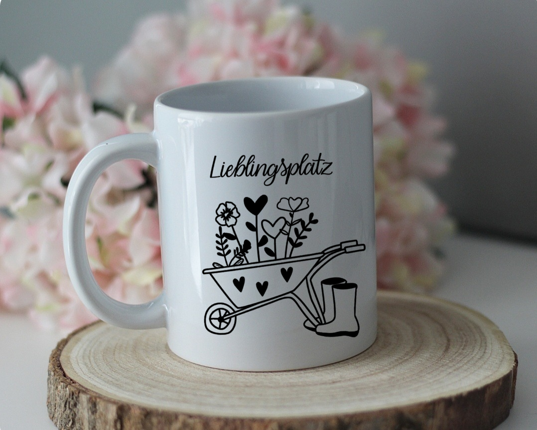 Kaffeetasse mit Gartenmotiv