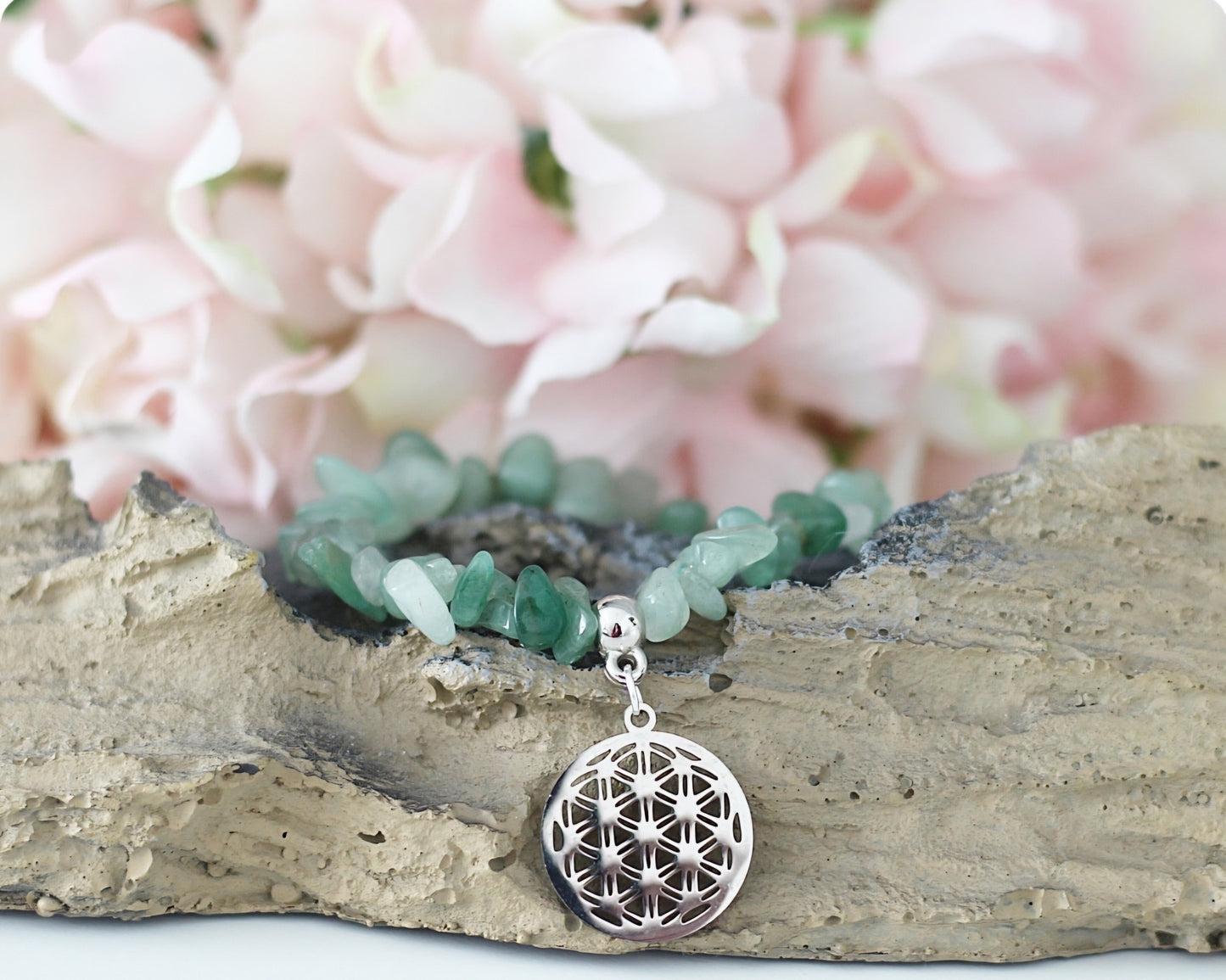 Perlenarmband Aventurin Lebensblume