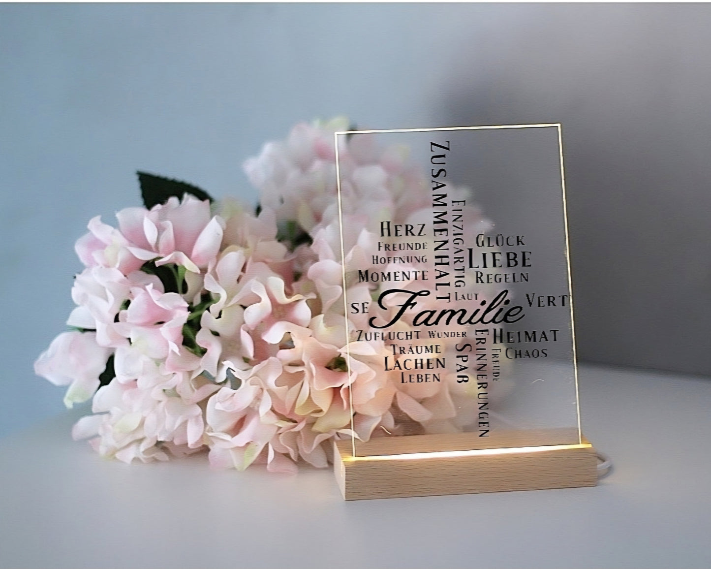 Beleuchtetes Acrylschild Familie