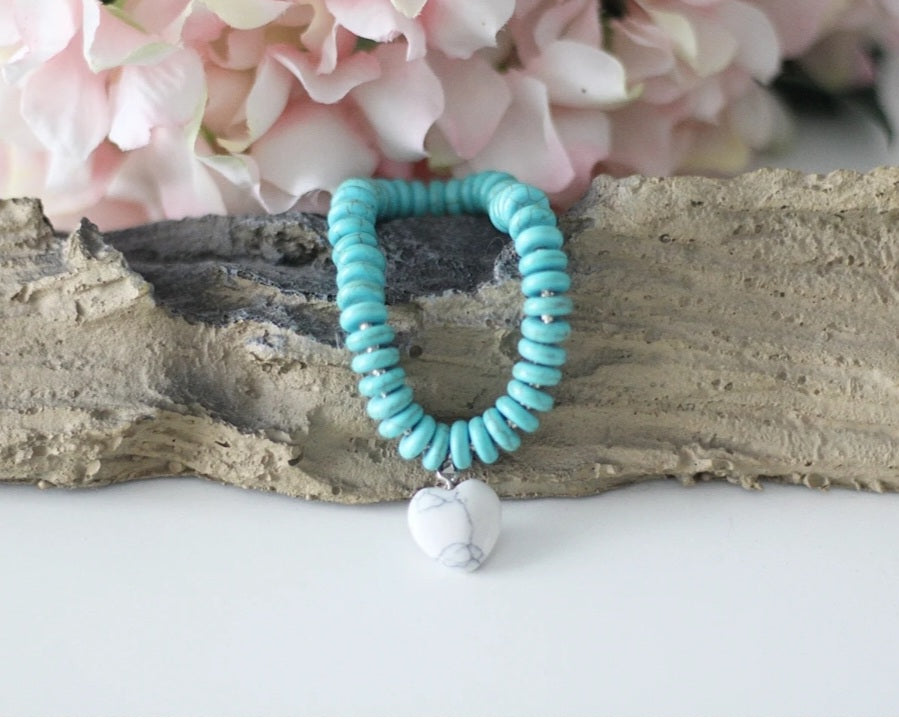 Perlenarmband Türkisperlen Herz
