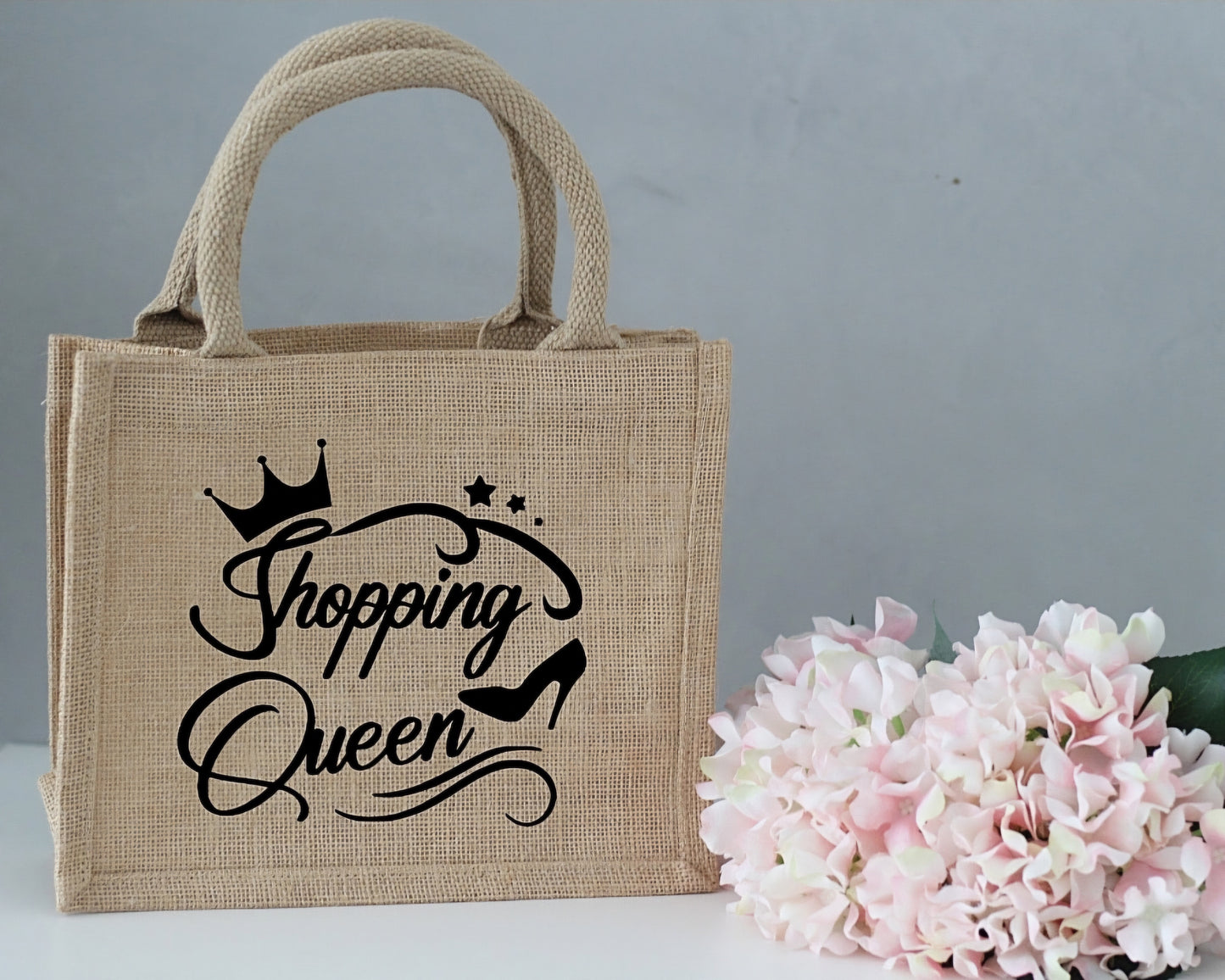 Mini Jute Shopper "Shopping Queen"