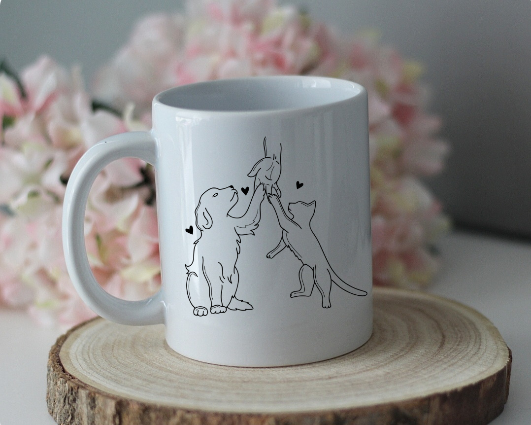 Kaffeetasse "Hund und Katze"