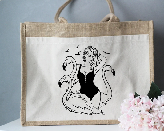 Jute Shopper mit Motiv