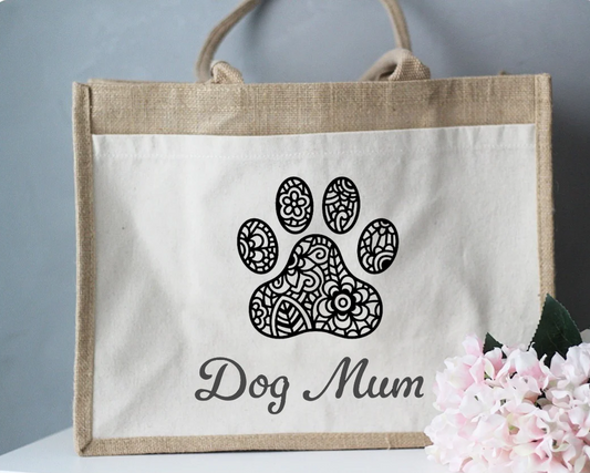 Jute Shopper Dog Mum