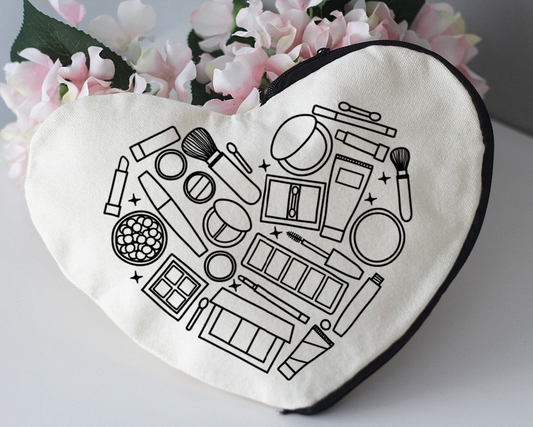 Herzförmige Kosmetiktasche mit Makeup Motiv
