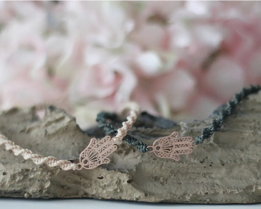 Makramee Armband Hand of Fatima