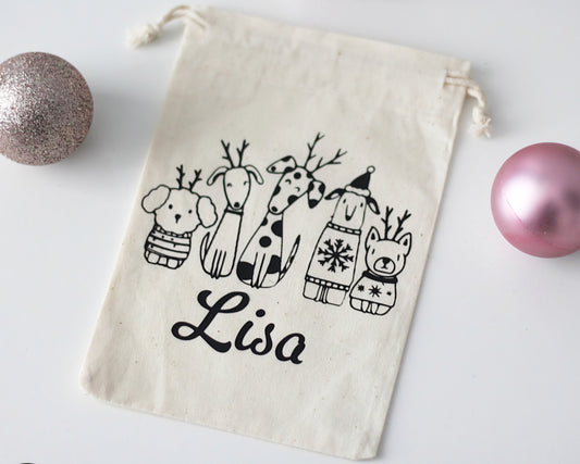 Geschenkebeutel Weihnachtshunde