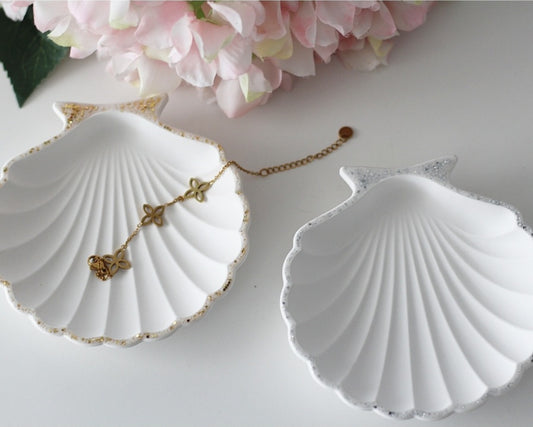 Raysin Muschelablageschale mit Glitzerrand